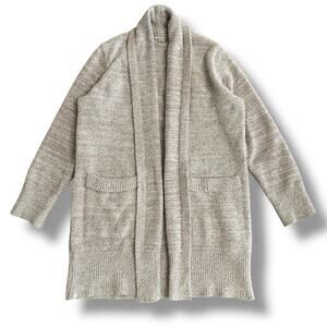 Barefoot Dreams CozyChic Taupe Gray Cardigan Size S Soft Plush Knit Open‎ Front